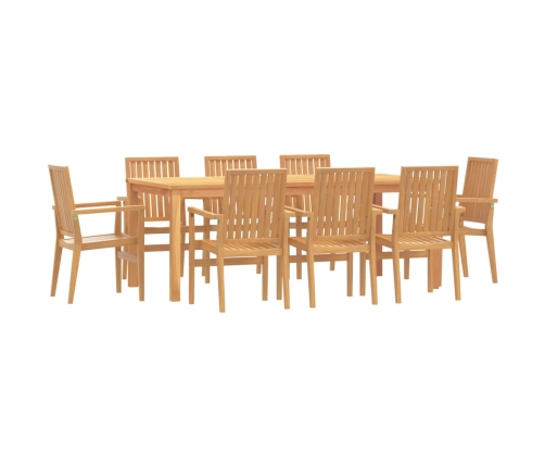 Juego de comedor para jardín 9 piezas madera maciza de teca