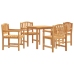 Juego de comedor para jardín 5 piezas madera maciza de teca