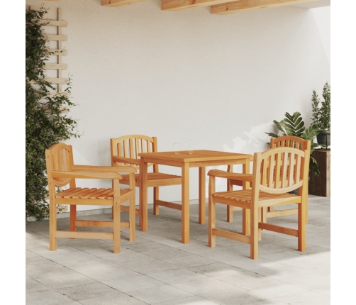 Juego de comedor para jardín 5 piezas madera maciza de teca