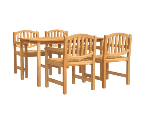 Juego de comedor para jardín 5 piezas madera maciza de teca