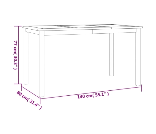 Juego de comedor para jardín 5 piezas madera maciza de teca