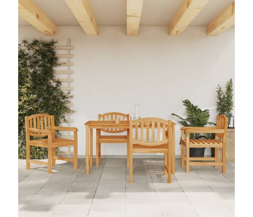 Juego de comedor para jardín 5 piezas madera maciza de teca
