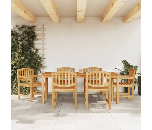 Juego de comedor de jardín 7 piezas madera maciza de teca