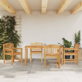 Juego de comedor para jardín 5 piezas madera maciza de teca