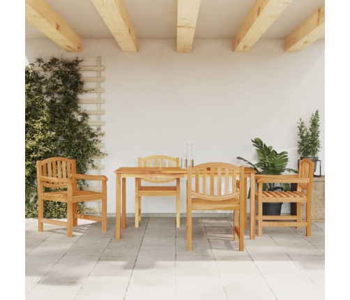 Juego de comedor para jardín 5 piezas madera maciza de teca