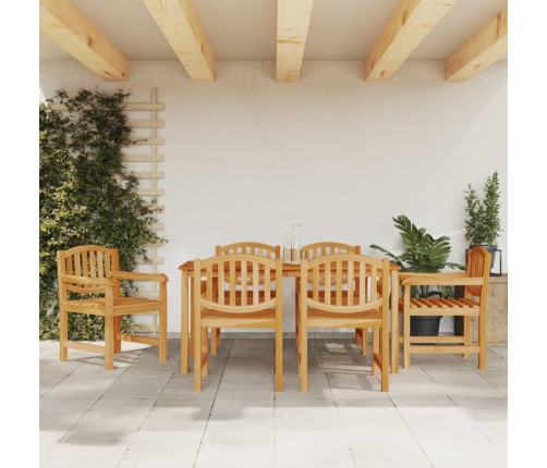 Juego de comedor de jardín 7 piezas madera maciza de teca
