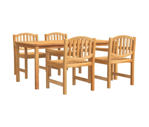 Juego de comedor para jardín 5 piezas madera maciza de teca