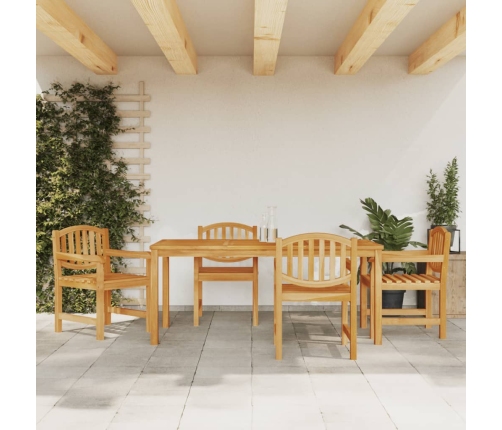Juego de comedor para jardín 5 piezas madera maciza de teca
