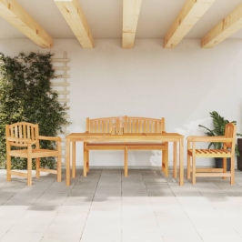 Juego de comedor para jardín 4 piezas madera maciza de teca
