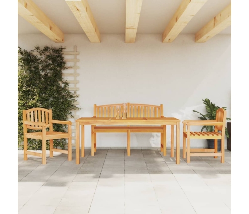 Juego de comedor para jardín 4 piezas madera maciza de teca