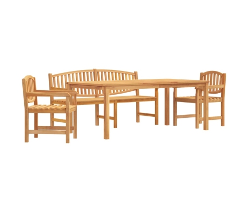 Juego de comedor para jardín 4 piezas madera maciza de teca