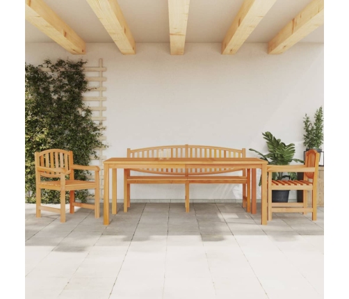 Juego de comedor para jardín 4 piezas madera maciza de teca
