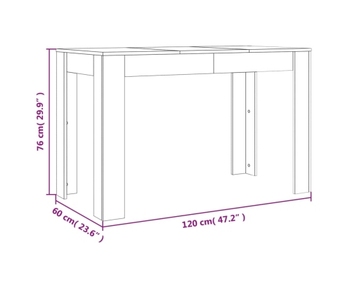 Mesa de comedor madera de ingeniería roble ahumado 120x60x76 cm