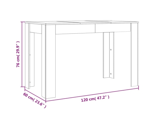 Mesa de comedor madera de ingeniería Sonoma gris 120x60x76 cm