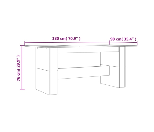 vidaXL Mesa de comedor madera de ingeniería roble ahumado 180x90x76 cm