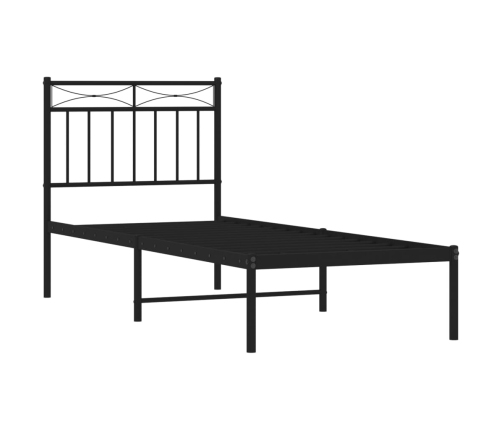 Estructura cama sin colchón con cabecero metal negro 75x190 cm