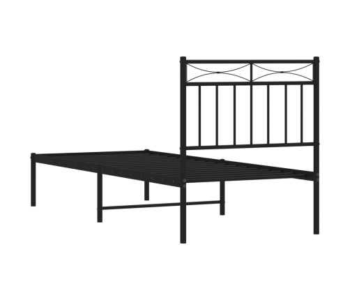 Estructura cama sin colchón con cabecero metal negro 75x190 cm