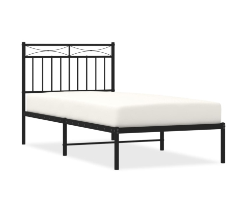 Estructura cama sin colchón con cabecero metal negro 90x190 cm