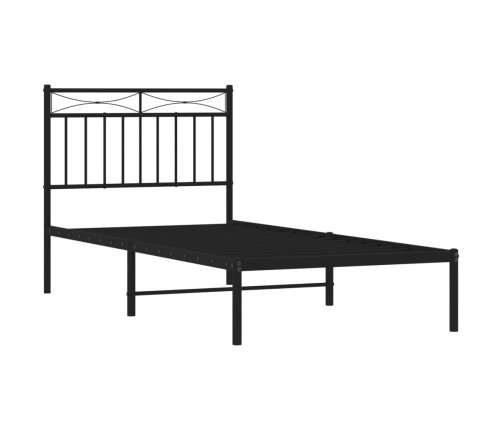 Estructura cama sin colchón con cabecero metal negro 90x190 cm