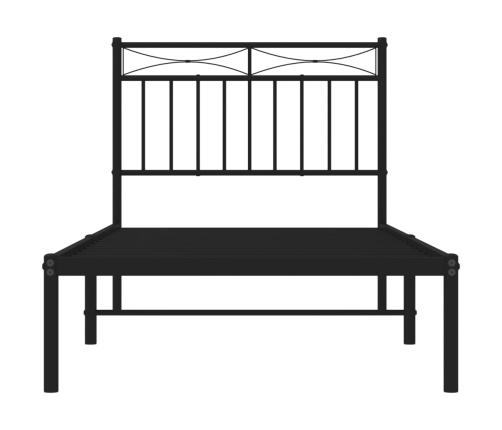 Estructura cama sin colchón con cabecero metal negro 90x190 cm