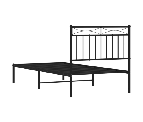 Estructura cama sin colchón con cabecero metal negro 90x190 cm