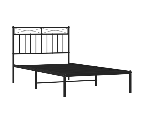 Estructura cama sin colchón con cabecero metal negro 100x190 cm