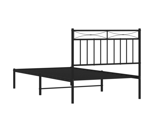 Estructura cama sin colchón con cabecero metal negro 100x190 cm