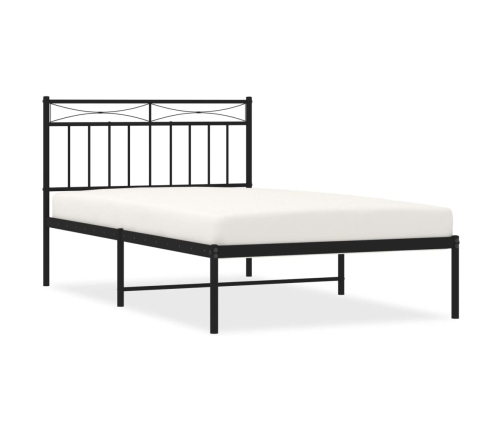 Estructura cama sin colchón con cabecero metal negro 107x203 cm