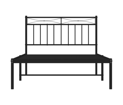 Estructura cama sin colchón con cabecero metal negro 107x203 cm