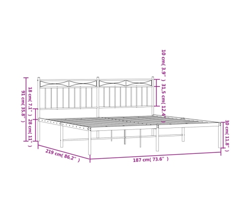 Estructura cama sin colchón con cabecero metal negro 183x213 cm