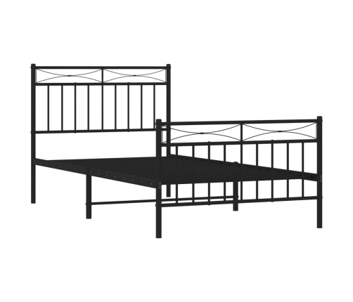 Estructura cama sin colchón con estribo metal negro 100x190 cm