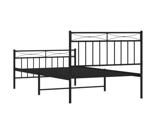 Estructura cama sin colchón con estribo metal negro 100x200 cm