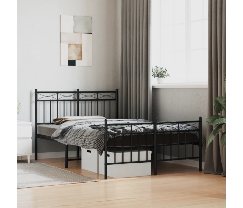 Estructura cama sin colchón con estribo metal negro 120x190 cm