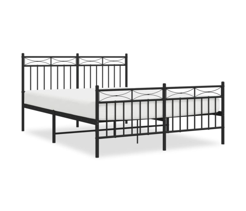 Estructura de cama cabecero y estribo metal negro 135x190 cm