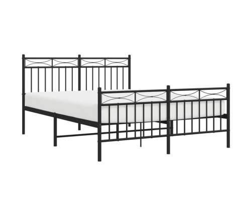 Estructura de cama cabecero y estribo metal negro 135x190 cm