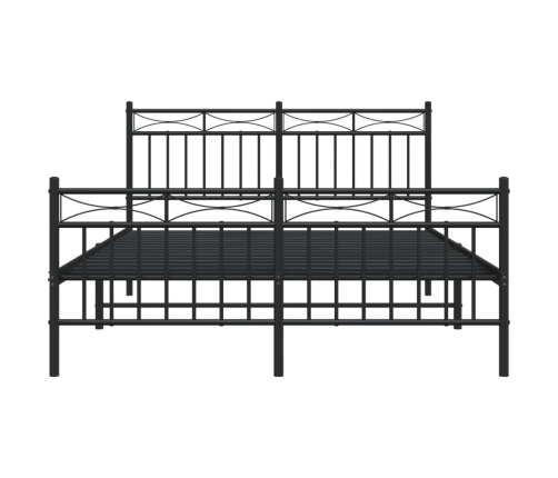 Estructura de cama cabecero y estribo metal negro 135x190 cm