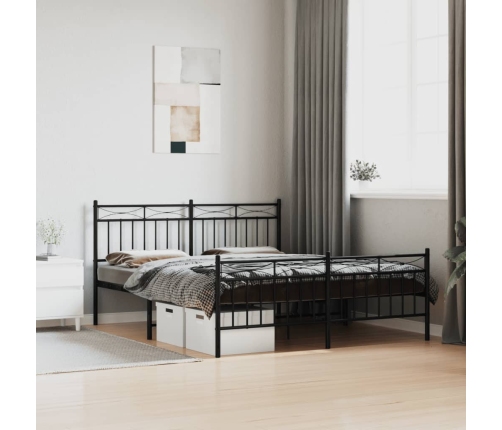 Estructura cama sin colchón con estribo metal negro 160x200 cm