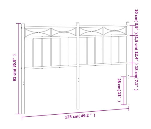 Cabecero de metal negro 120 cm