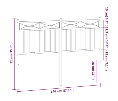 Cabecero de metal negro 140 cm