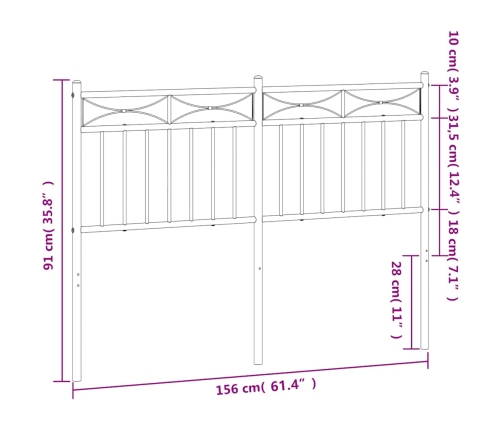 Cabecero de metal negro 150 cm