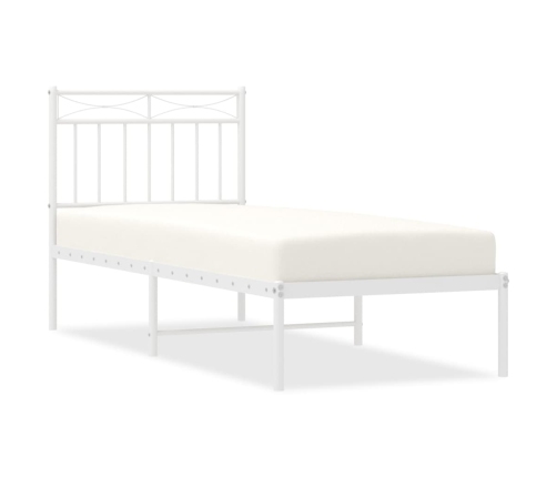 Estructura cama sin colchón con cabecero metal blanco 80x200 cm