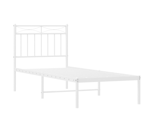 Estructura cama sin colchón con cabecero metal blanco 80x200 cm