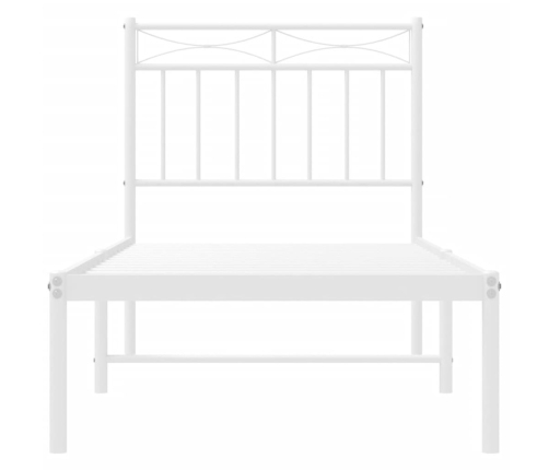 Estructura cama sin colchón con cabecero metal blanco 80x200 cm