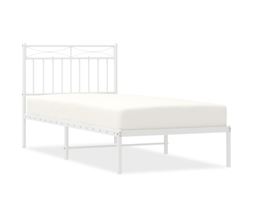 Estructura cama sin colchón con cabecero metal blanco 90x190 cm