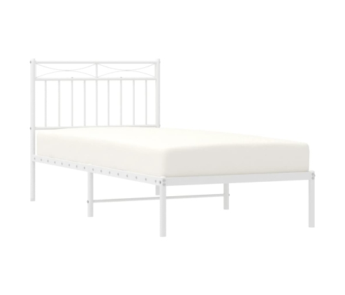 Estructura cama sin colchón con cabecero metal blanco 90x190 cm