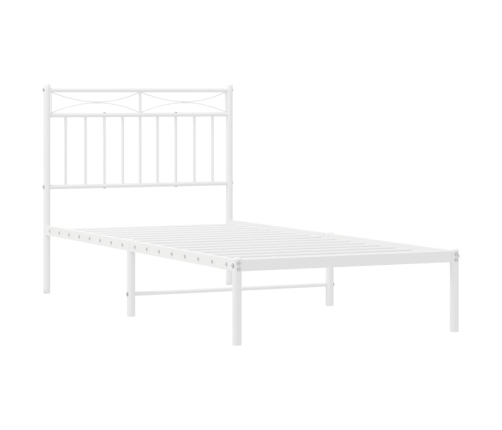 Estructura cama sin colchón con cabecero metal blanco 90x190 cm