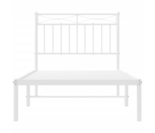 Estructura cama sin colchón con cabecero metal blanco 90x190 cm