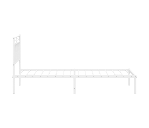 Estructura cama sin colchón con cabecero metal blanco 90x190 cm