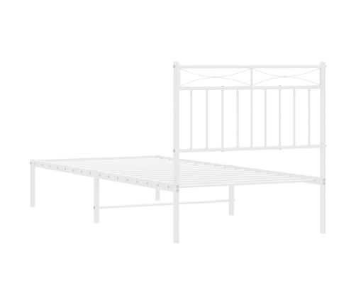 Estructura cama sin colchón con cabecero metal blanco 90x190 cm