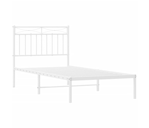 Estructura cama sin colchón con cabecero metal blanco 90x200 cm